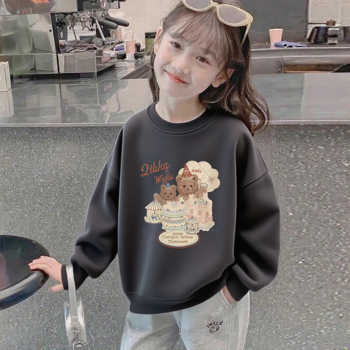 女童卫衣春秋加绒2025新款儿童纯棉洋气衣服中大童无帽慵懒风上衣