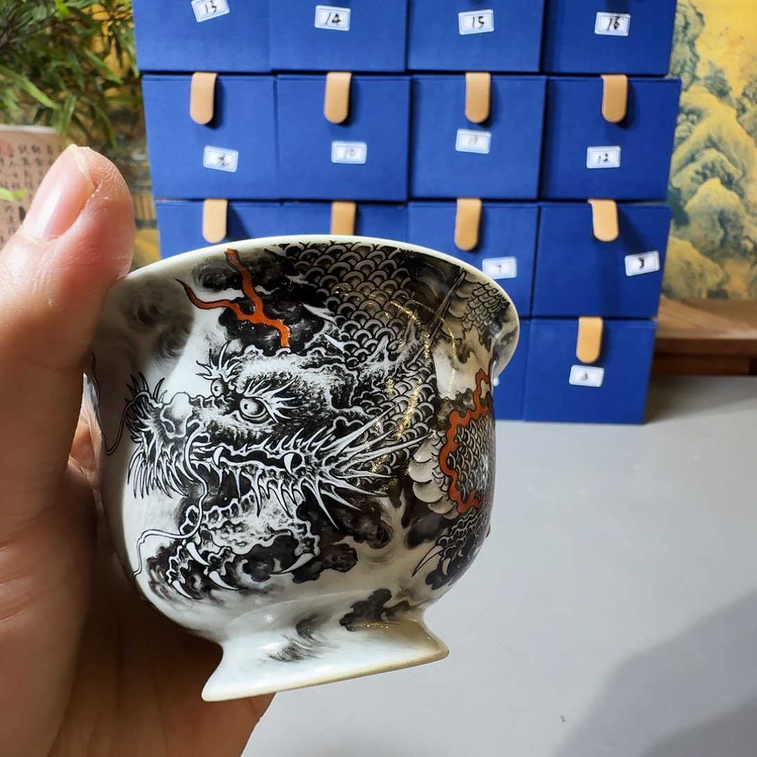 喵***咪泥塑盖碗手工手绘