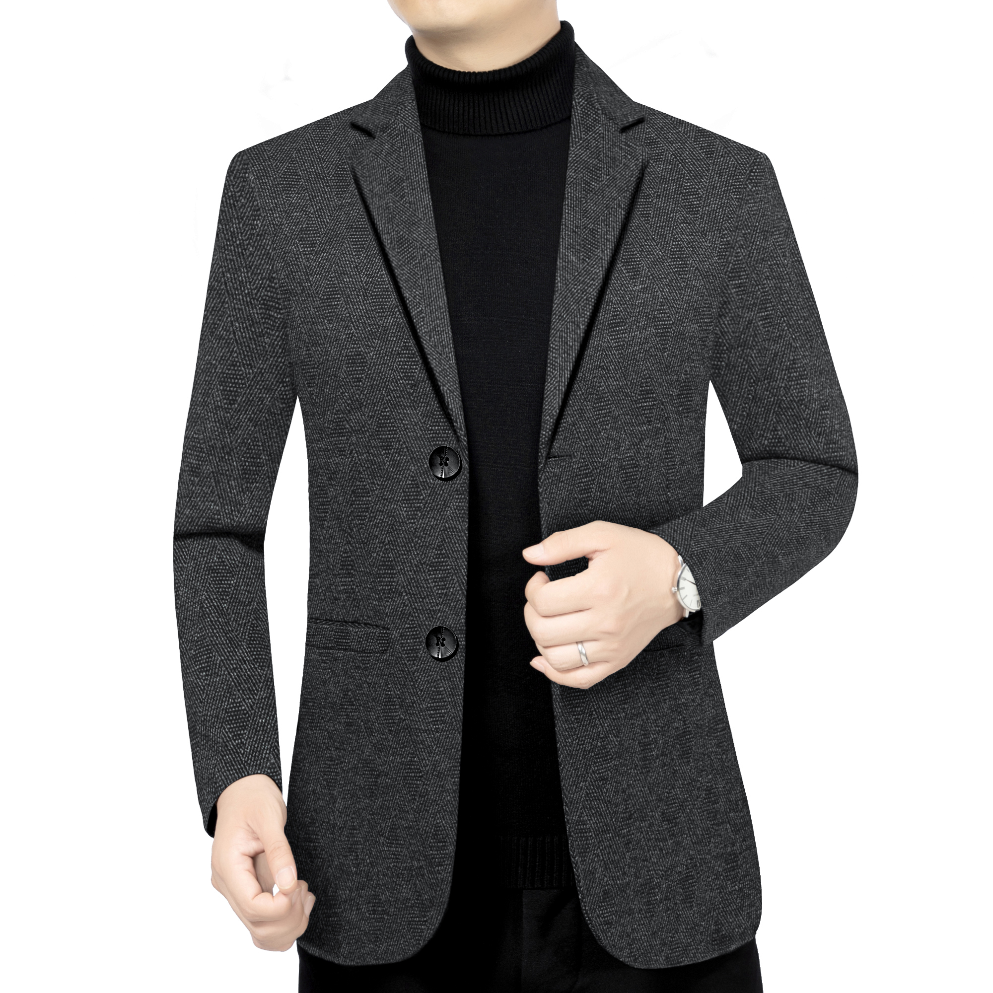春秋季新款休闲西装男加厚商务西服外套中年夹克男百搭上衣爸爸装
