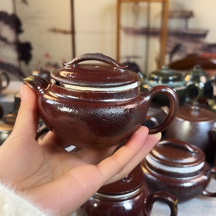 壶安****！柴烧紫砂壶微瑕天青汉瓦