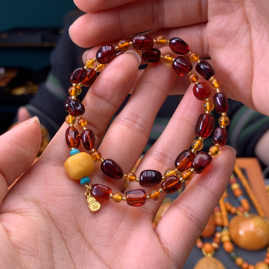 琥珀未镶嵌手串微瑕