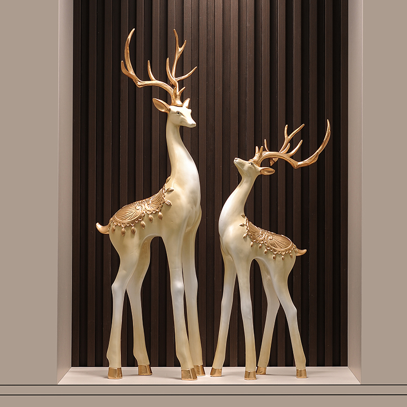 玄关艺术鹿摆件家居客厅装饰品高端大气电视柜旁落地大号新家乔迁