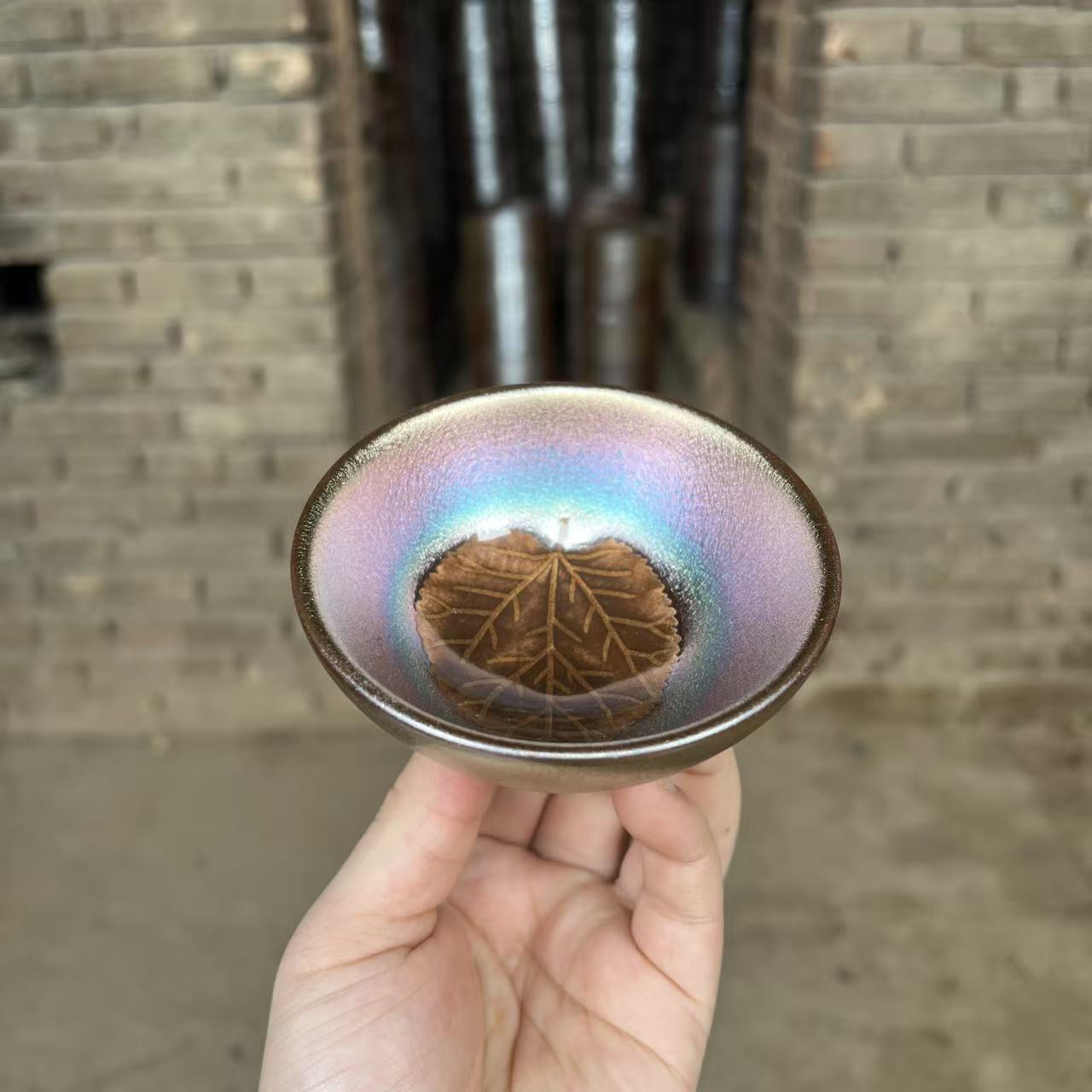 建盏主人杯【彩金木叶】官方指定溯源证书 专用茶具 电烧