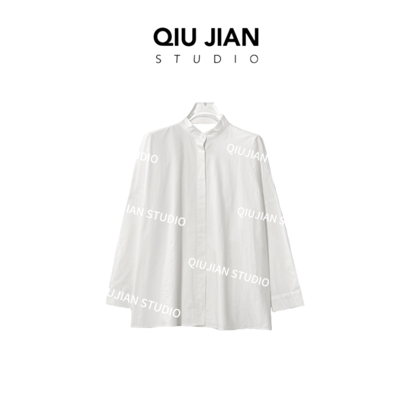 【森姐专享】QIUJIAN【风铃雏菊】小众设计极简休闲百搭纯色大版衬衫