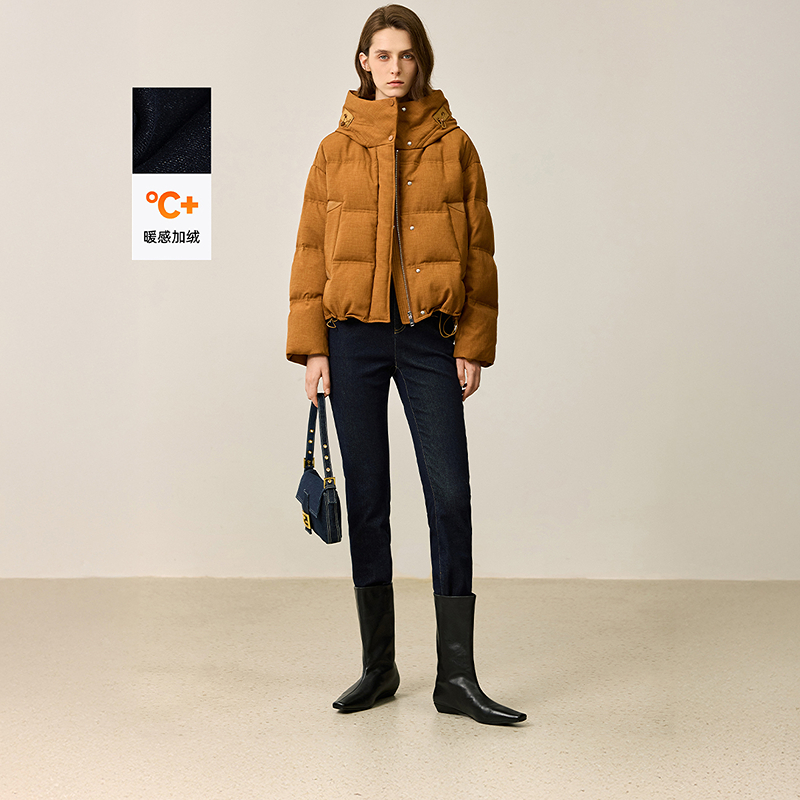 LILY冬新款高腰九分直筒牛仔裤124429GJ909