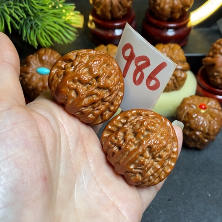 文玩核桃把件38白狮子986