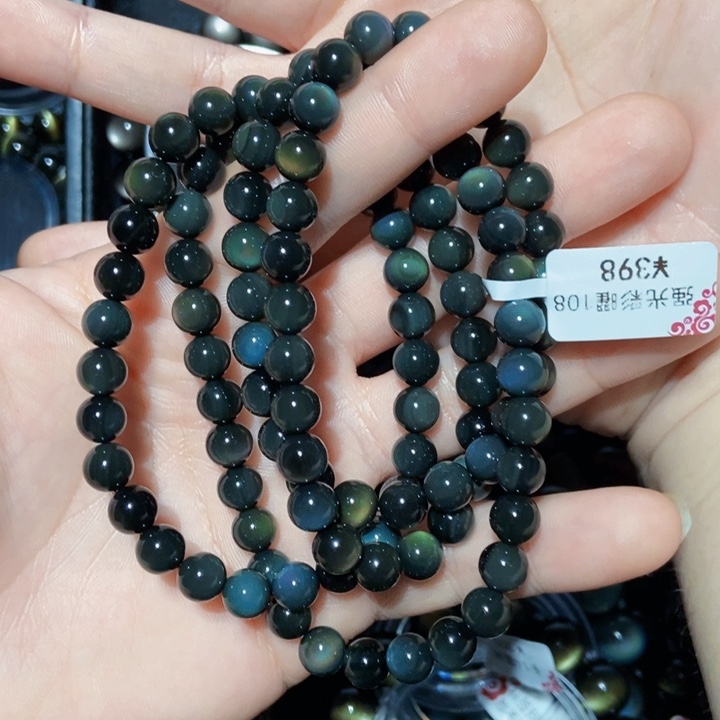 黑曜岩手串未镶嵌玉**熙