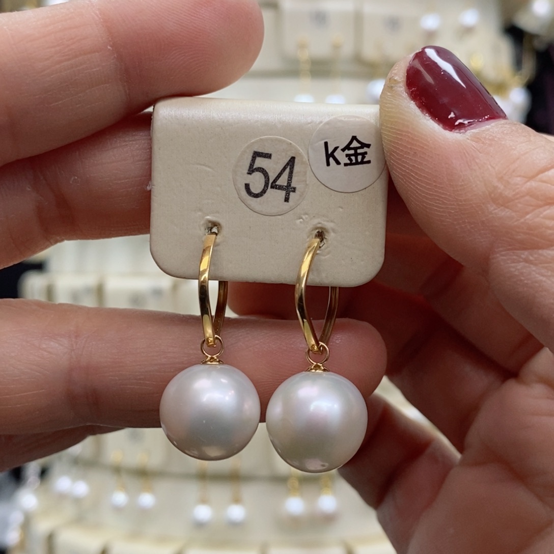 淡水珍珠耳饰18K金镶嵌