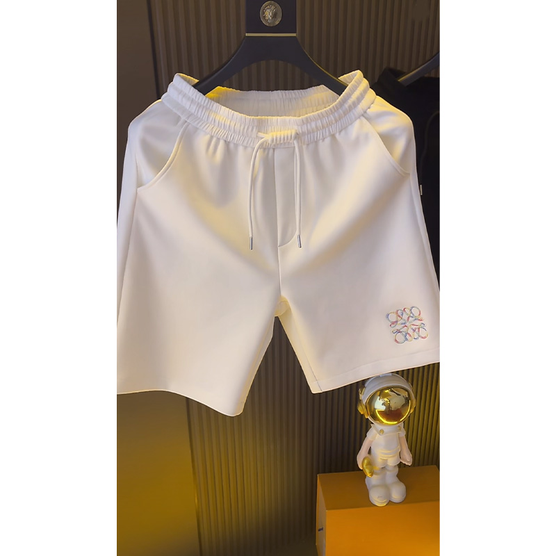 刺绣短裤男2025新款夏季透气时尚百搭潮流男士休闲五分裤罗威欧萨