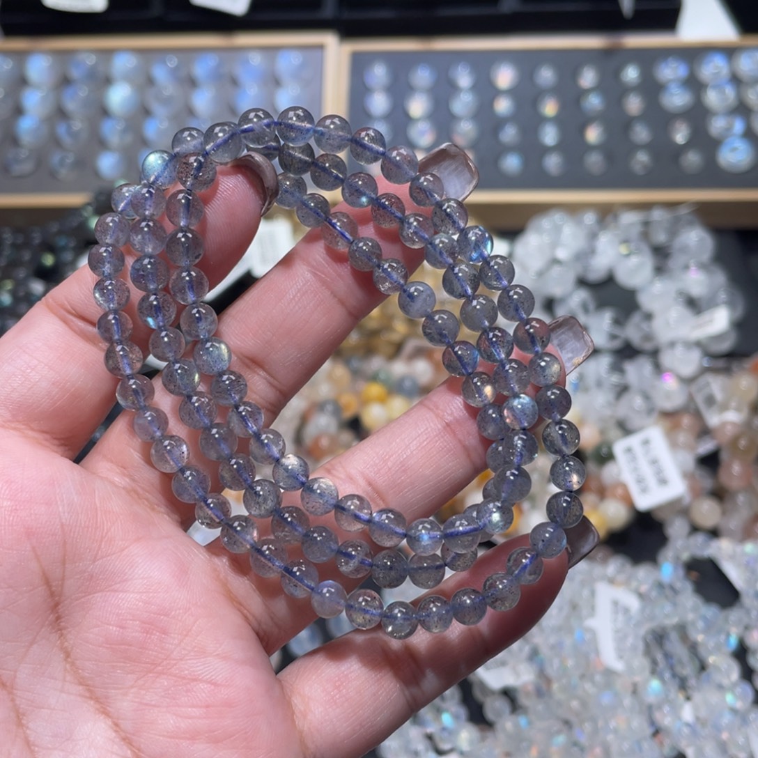 长石手链未镶嵌灰月光手链多圈5mm+捡漏价