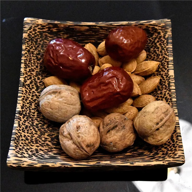 泰国棕榈木果盘干果方盘子东南亚风格家居饰品小碟子实木制作创意