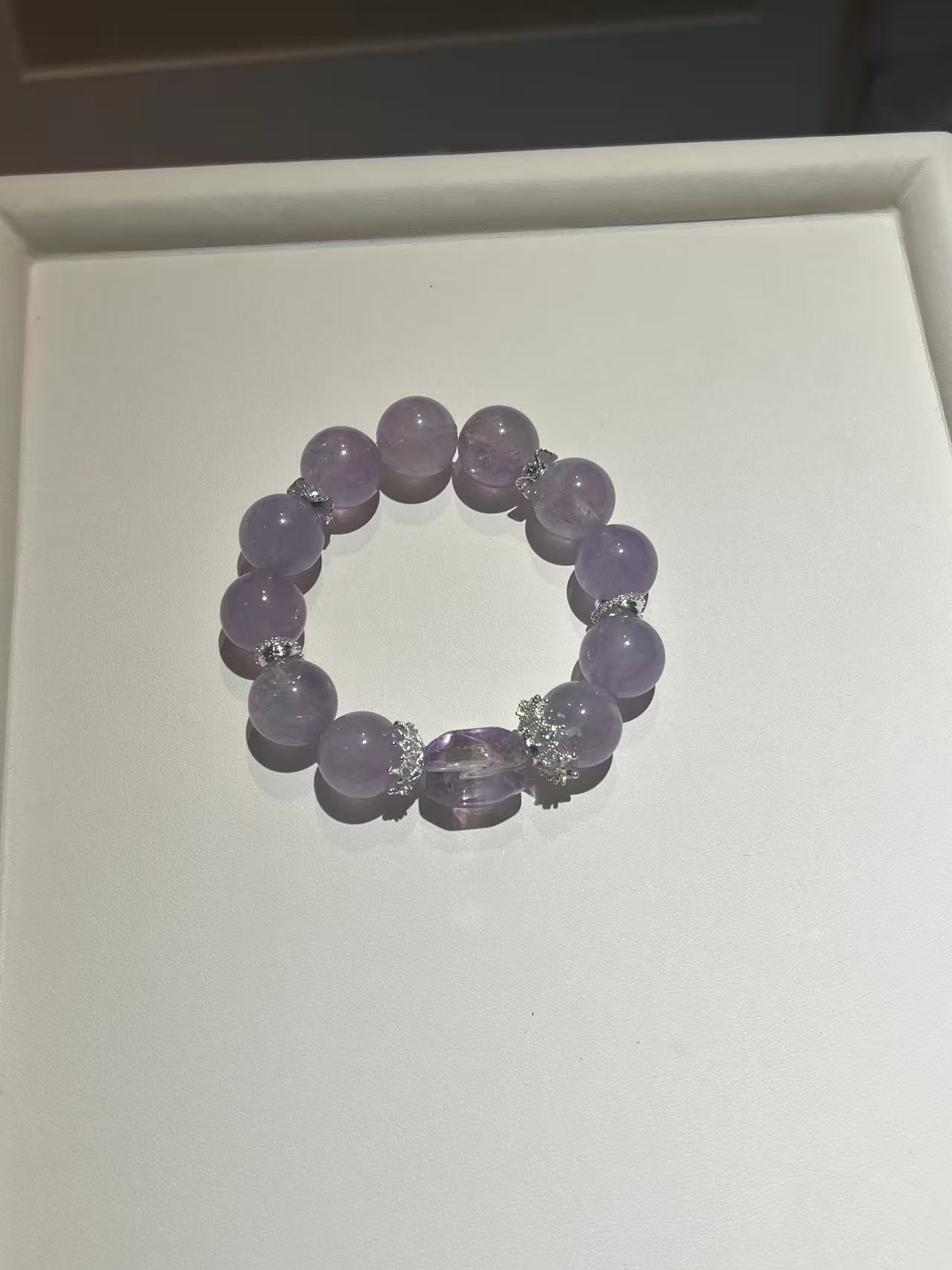 15mm+薰衣草紫毛随型水晶手串 天然水晶多样性发一