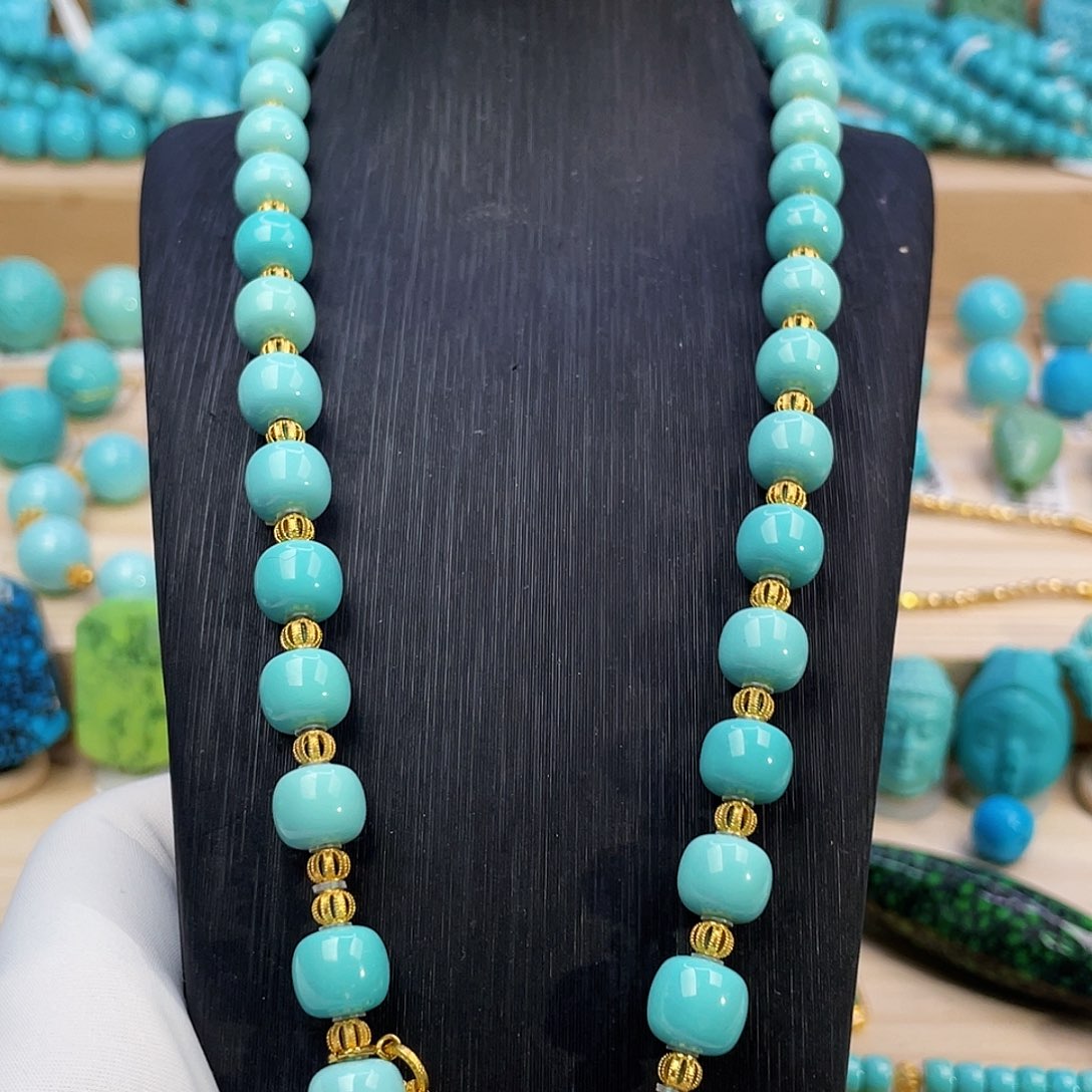 绿松石珠宝奇石18K金镶嵌