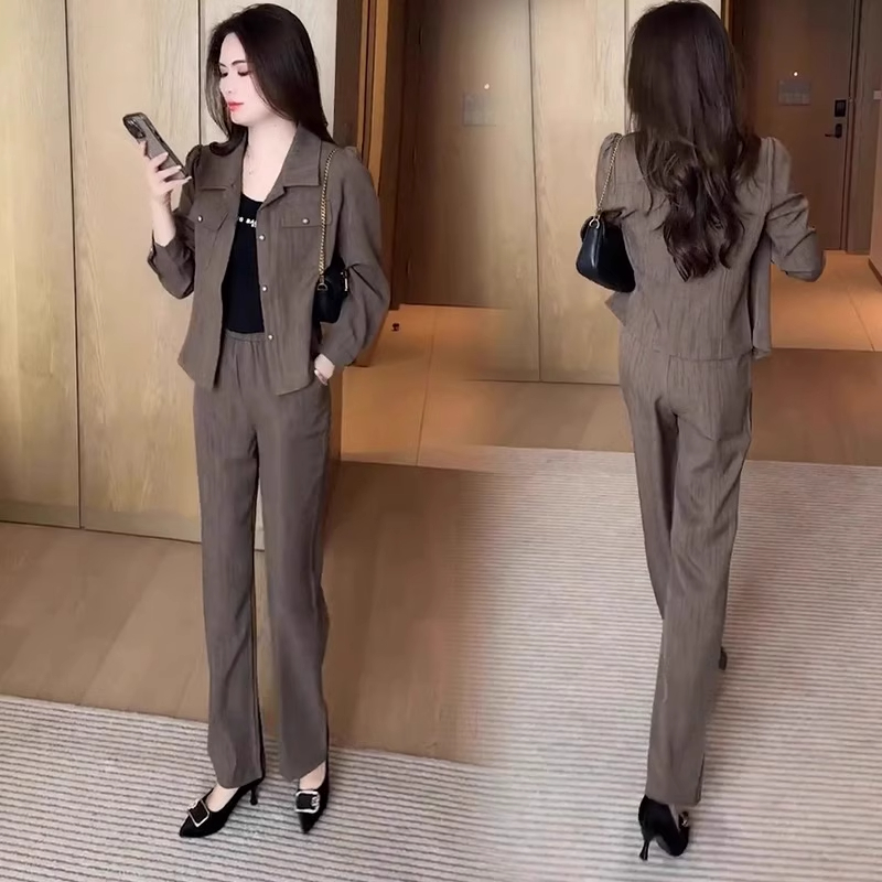 时尚套装女2025秋季新款洋气显瘦短款外套阔腿裤休闲减龄两件套潮
