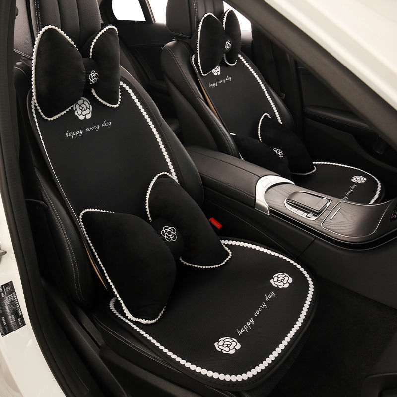 汽车坐垫四季通用山茶花透气座椅垫夏季新款半包车店女性内饰品