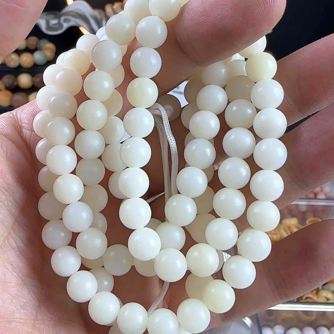 菩提根/象牙果手串卡8白圆100颗➕14备珠
