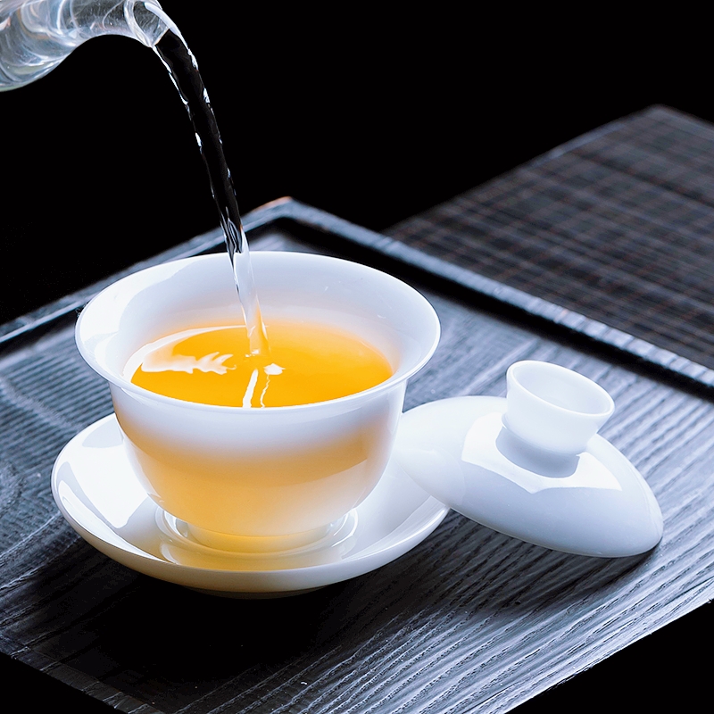 德化白瓷盖碗冻玉瓷泡茶杯功夫茶具大小号薄胎三才茶壶杯敬茶碗