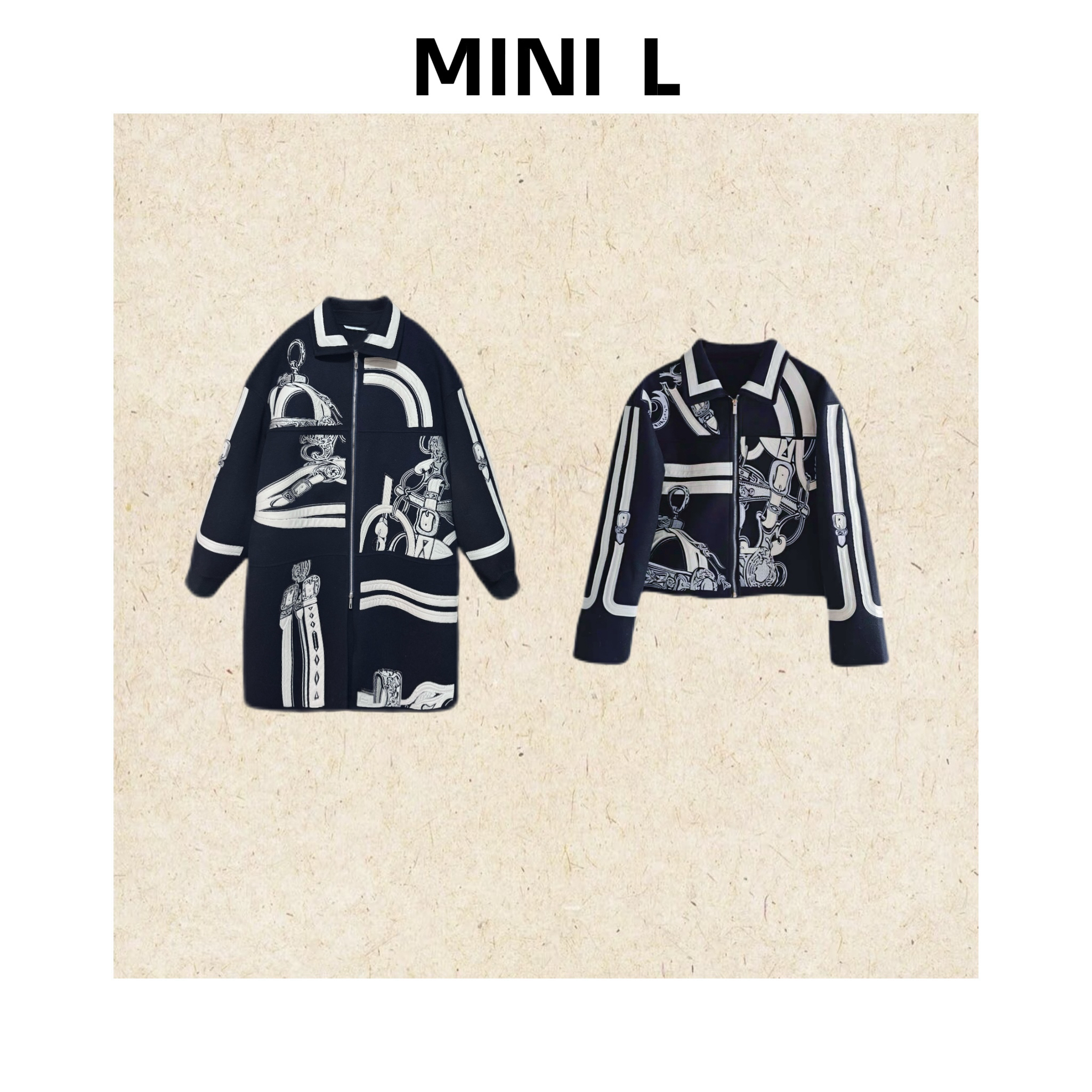 [MINI L]“爱马大衣”100山羊绒拼羊皮腔调经典重工外套