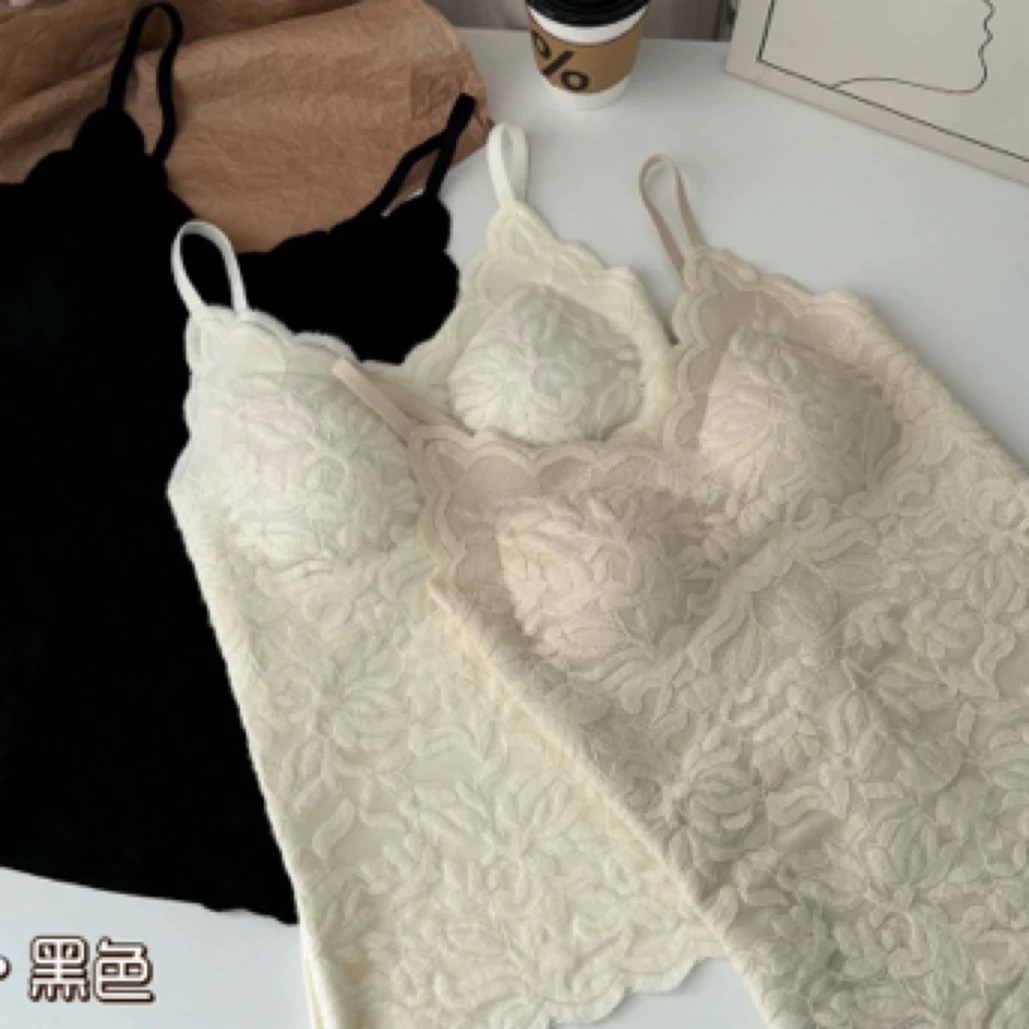 甜辣风蕾丝带胸垫吊带背心内搭外穿打底上衣18338