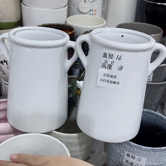 多肉绿植陶瓷花盆9.9包邮，有孔