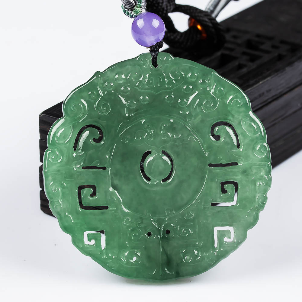 多款天然缅甸翡翠福牌仿古镂空吉祥扣 绿色胶润挂件吊坠