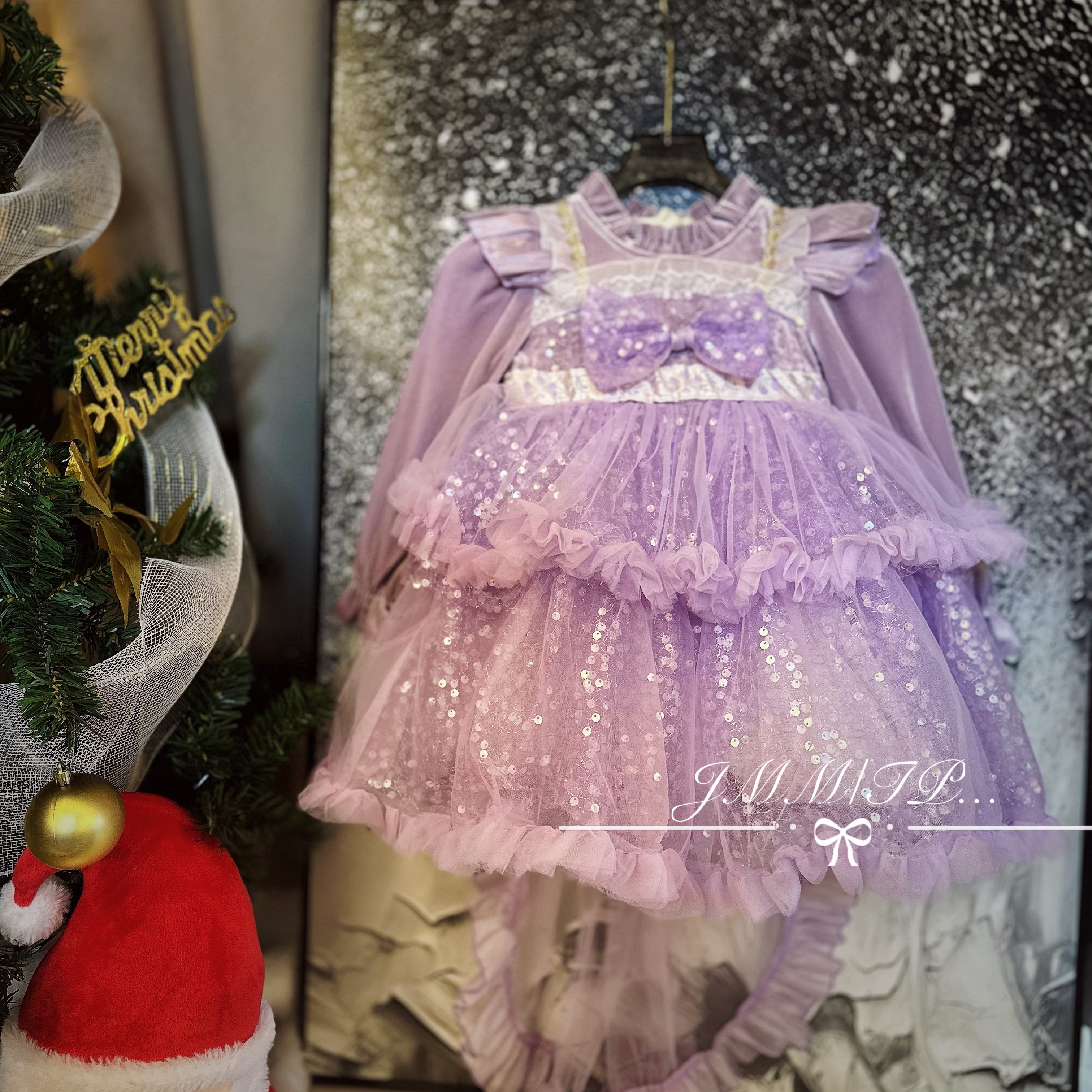 【秋冬款】D036冬季女童公主裙洛丽塔风高定拖尾礼服连衣裙