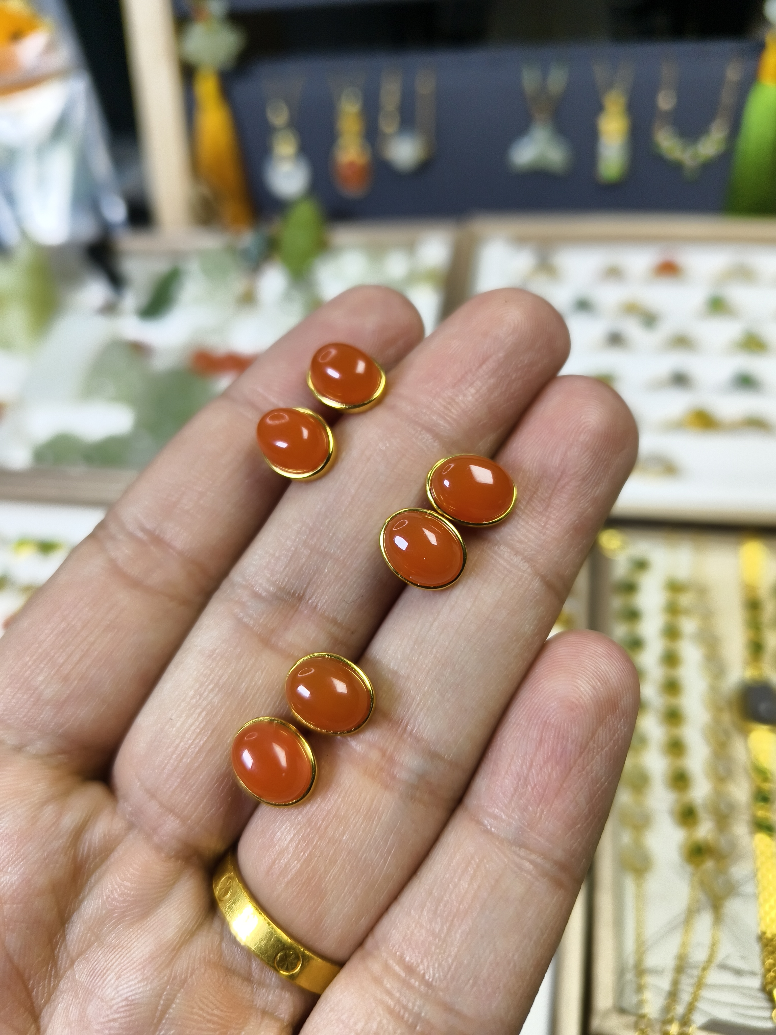 南红耳钉精品S925银耳钉