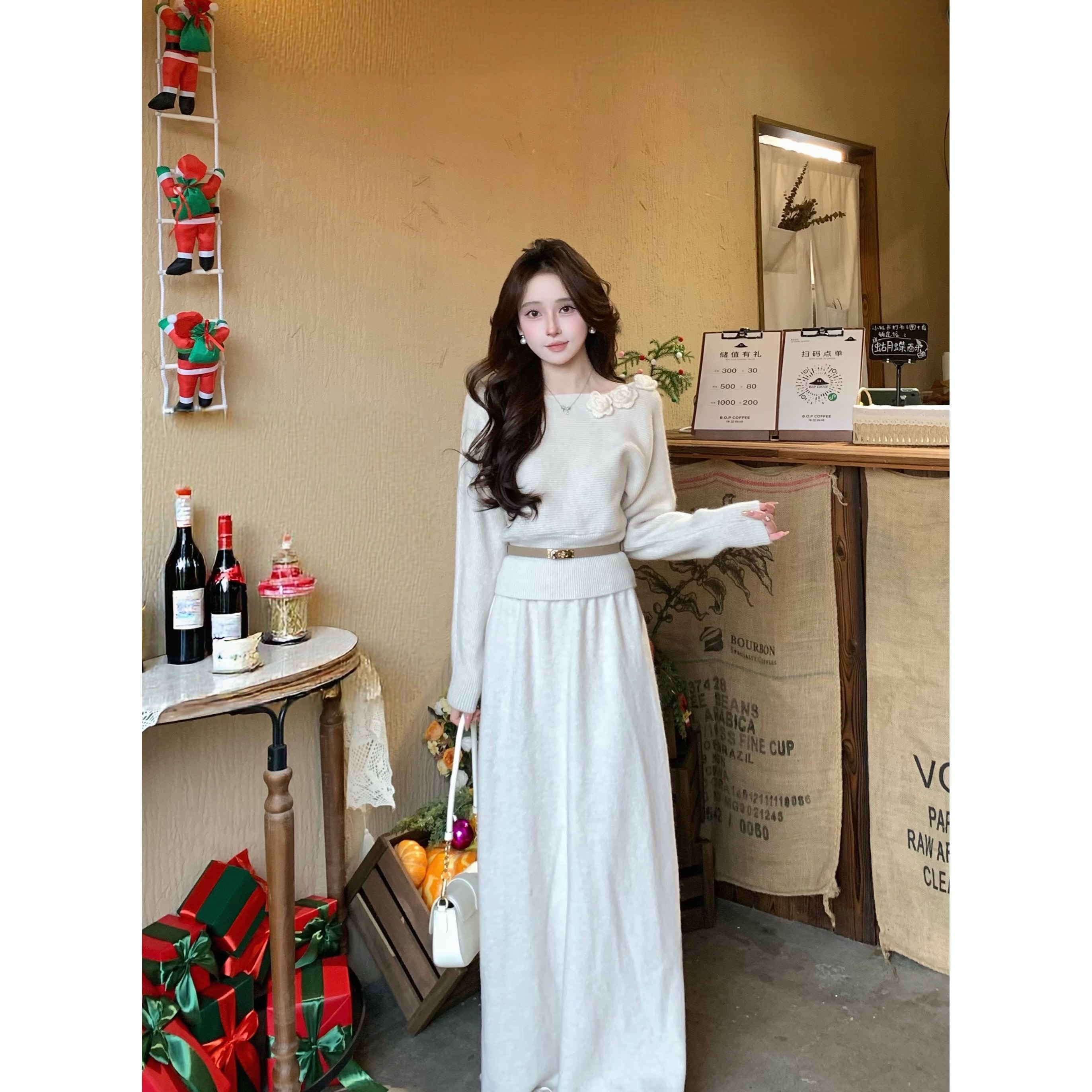 慵懒风上衣半身裙两件套女秋冬新款针织毛衣两件套装