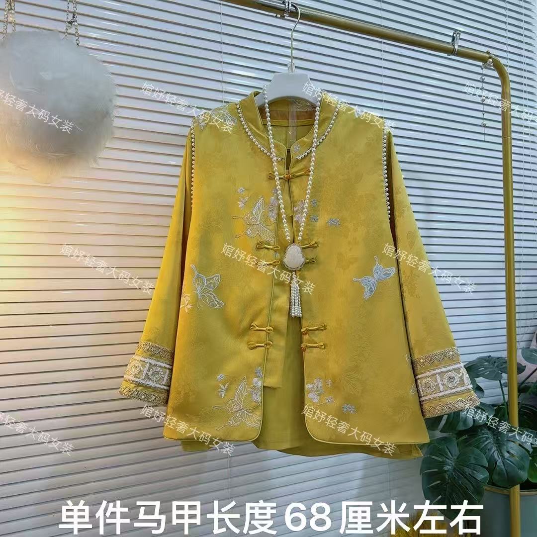 秋冬复古印染刺绣长袖宽松常规款刺绣国风马甲（单件马甲）