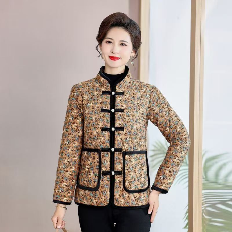 12095-冬装棉衣加绒加厚洋气中老年女碎花棉袄保暖外套【老仓库】