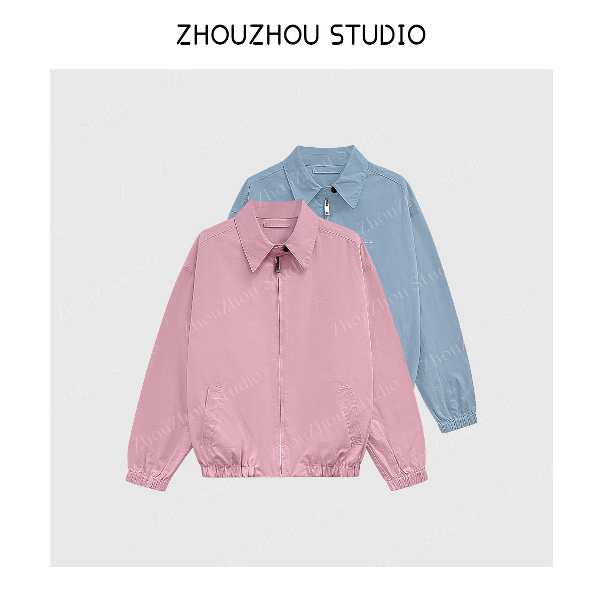 ZhouZhou25秋冬新品 宽松休闲小标刺绣拉链翻领夹克外套女
