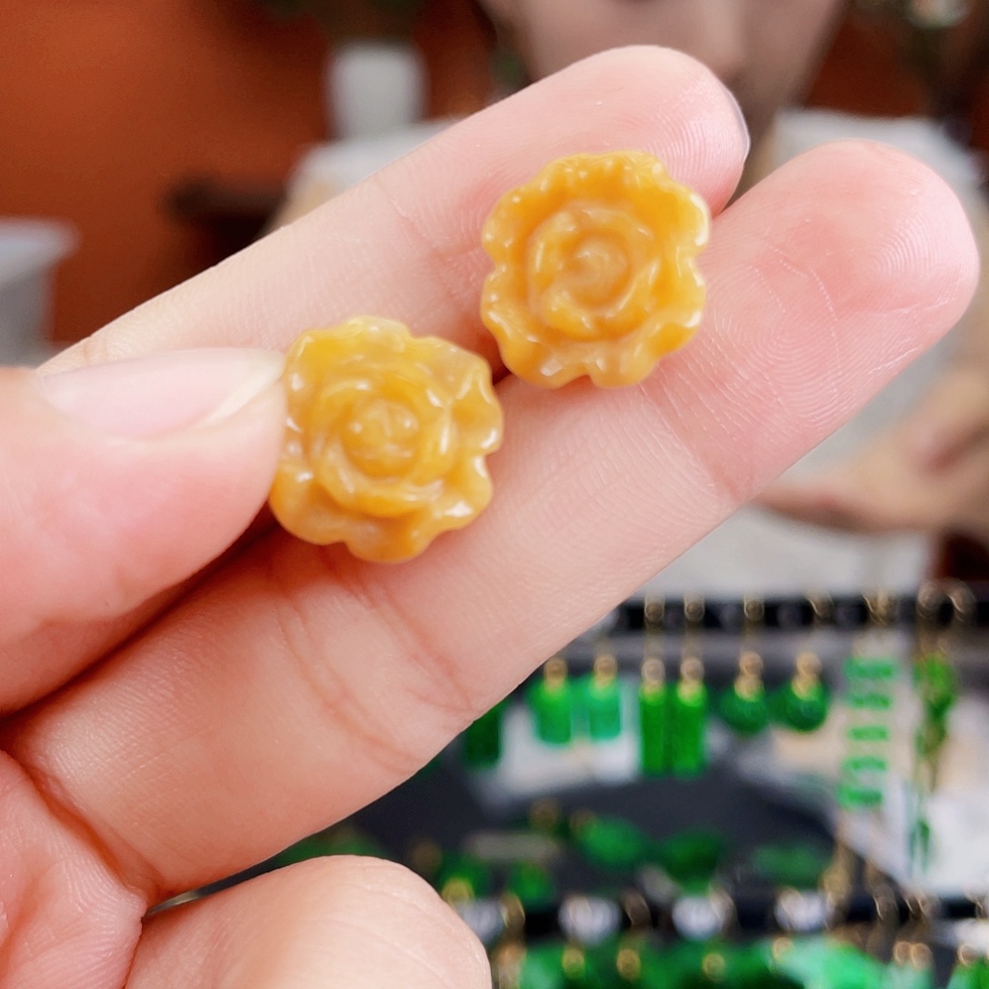 翡翠未镶嵌耳饰饰品