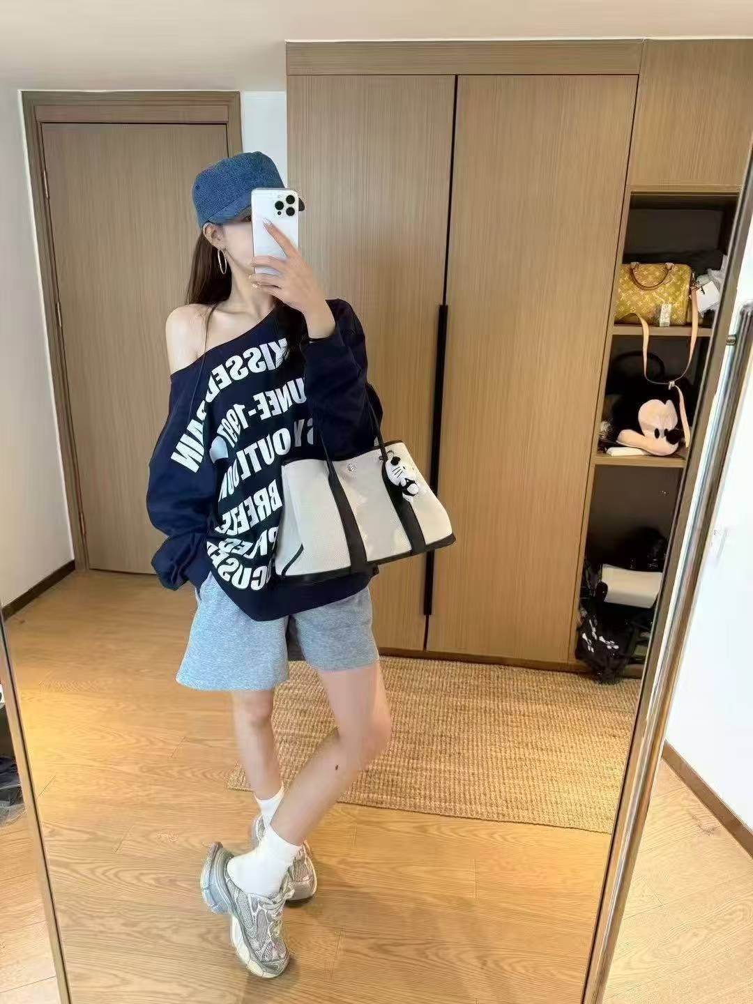 套头斜领通勤薄款字母印花中长款大T显瘦韩版秋季英伦风