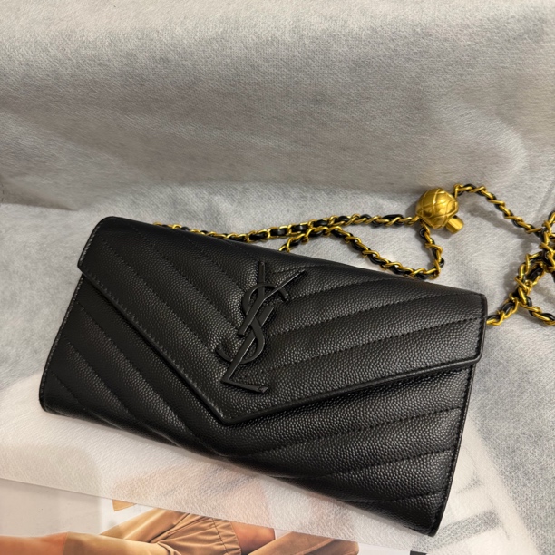 95新 YSL/圣罗兰 ysl黑色鱼子酱信封款手拿包