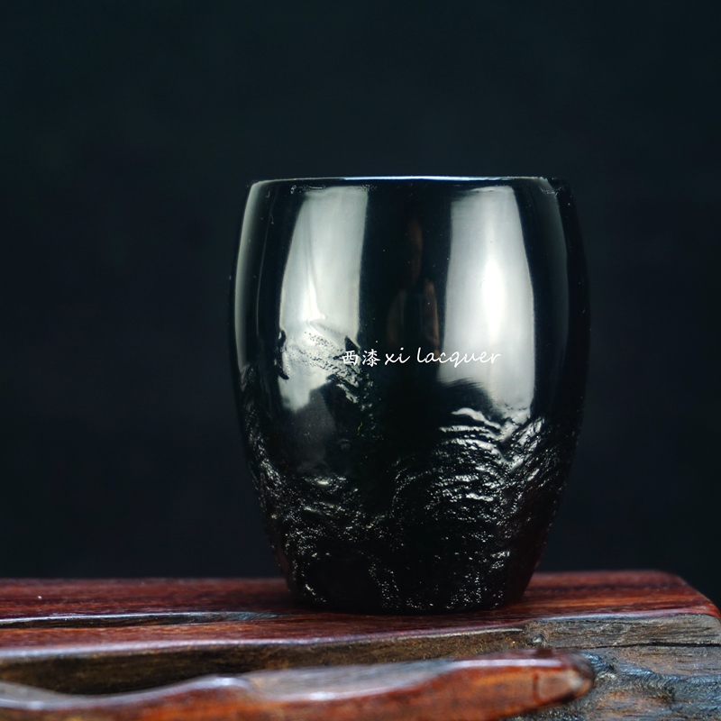 [西漆]国家级非遗项目成都漆艺全手工制作大漆小茶杯小酒杯--黑款