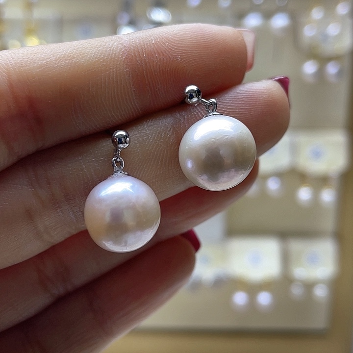 淡水珍珠耳饰银S925镶嵌