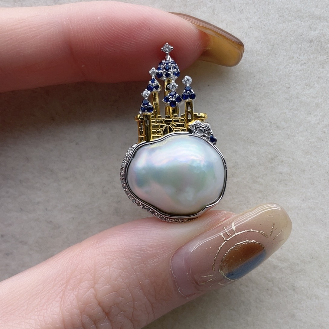 吊坠75银S925镶嵌海水珍珠