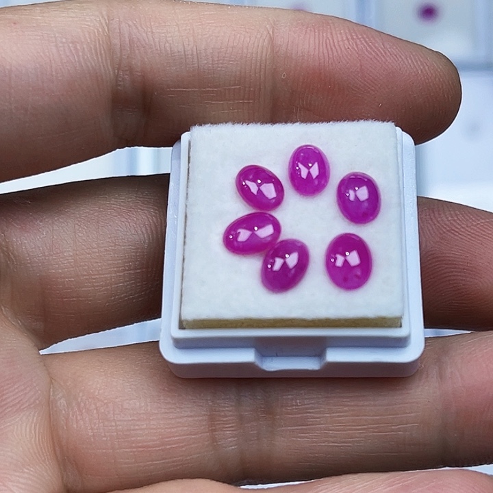 裸石红宝石蛋面6粒