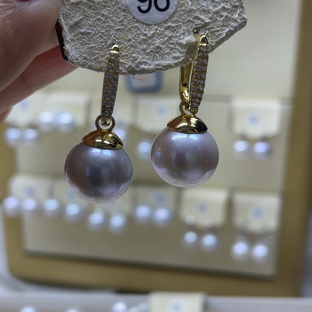 淡水珍珠耳饰银S925镶嵌