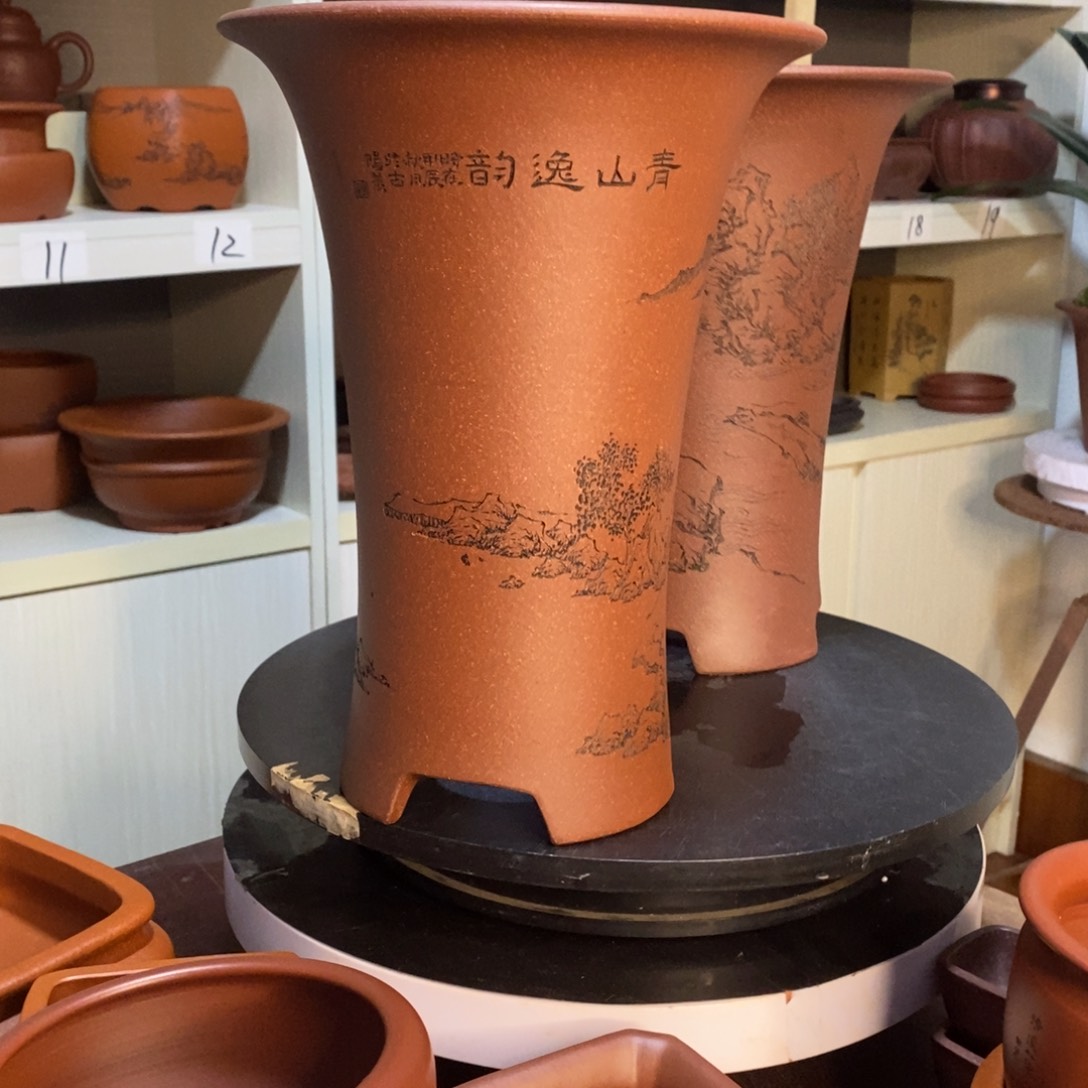 紫砂花盆殷*花盆手工制作