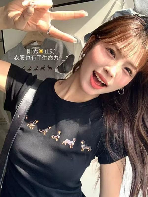 粉丝福利新款韩系百搭趣味设计夏季圆领短袖2269