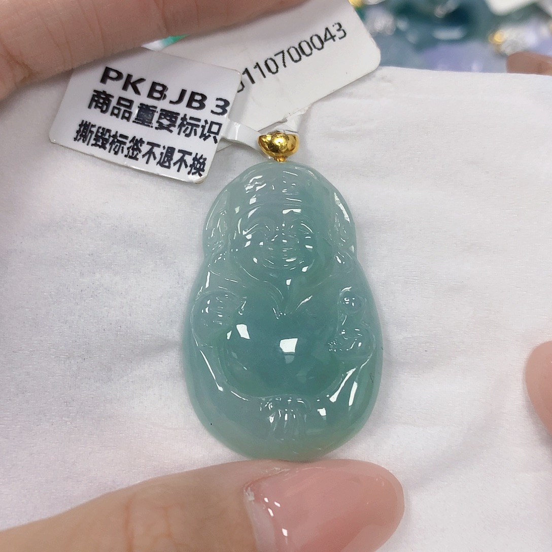 翡翠18K金镶嵌颈饰天然翡翠a货 百元以上9米证书费自理