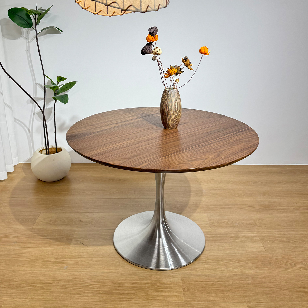 辰物家北美黑胡桃木中古餐桌2025现代简约中式实木圆桌