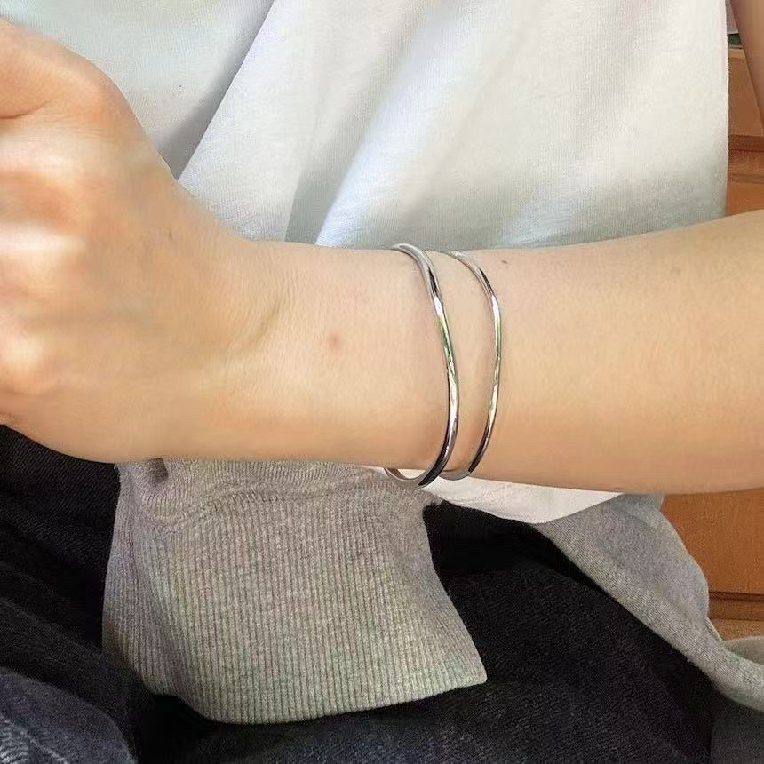 铜合金手镯 3828 格拉 镶嵌双蝴蝶开口手镯 银色底