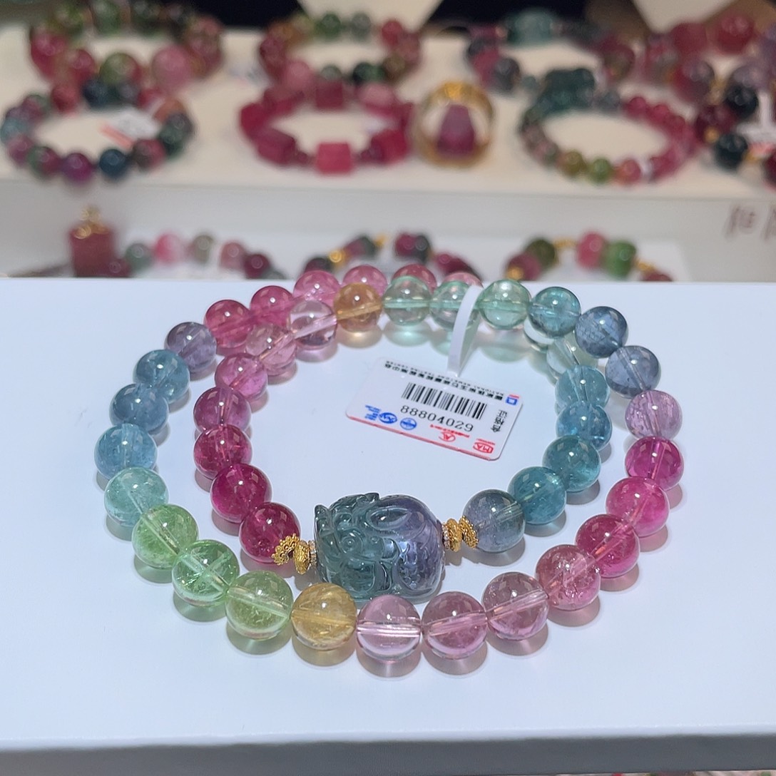 碧玺手链18K金镶嵌碧玺手链