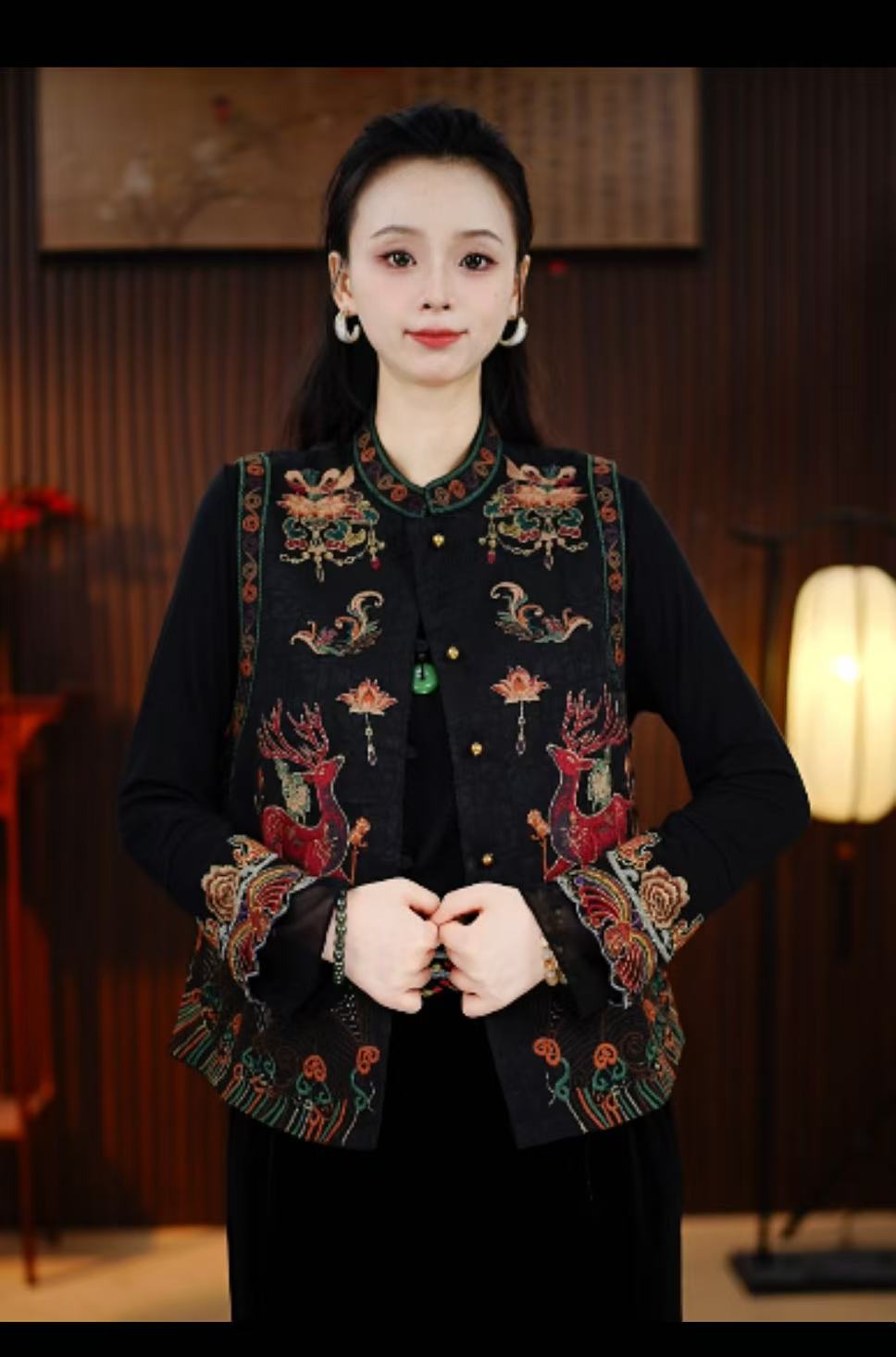 [玥安]西西高定新中式刺绣马甲