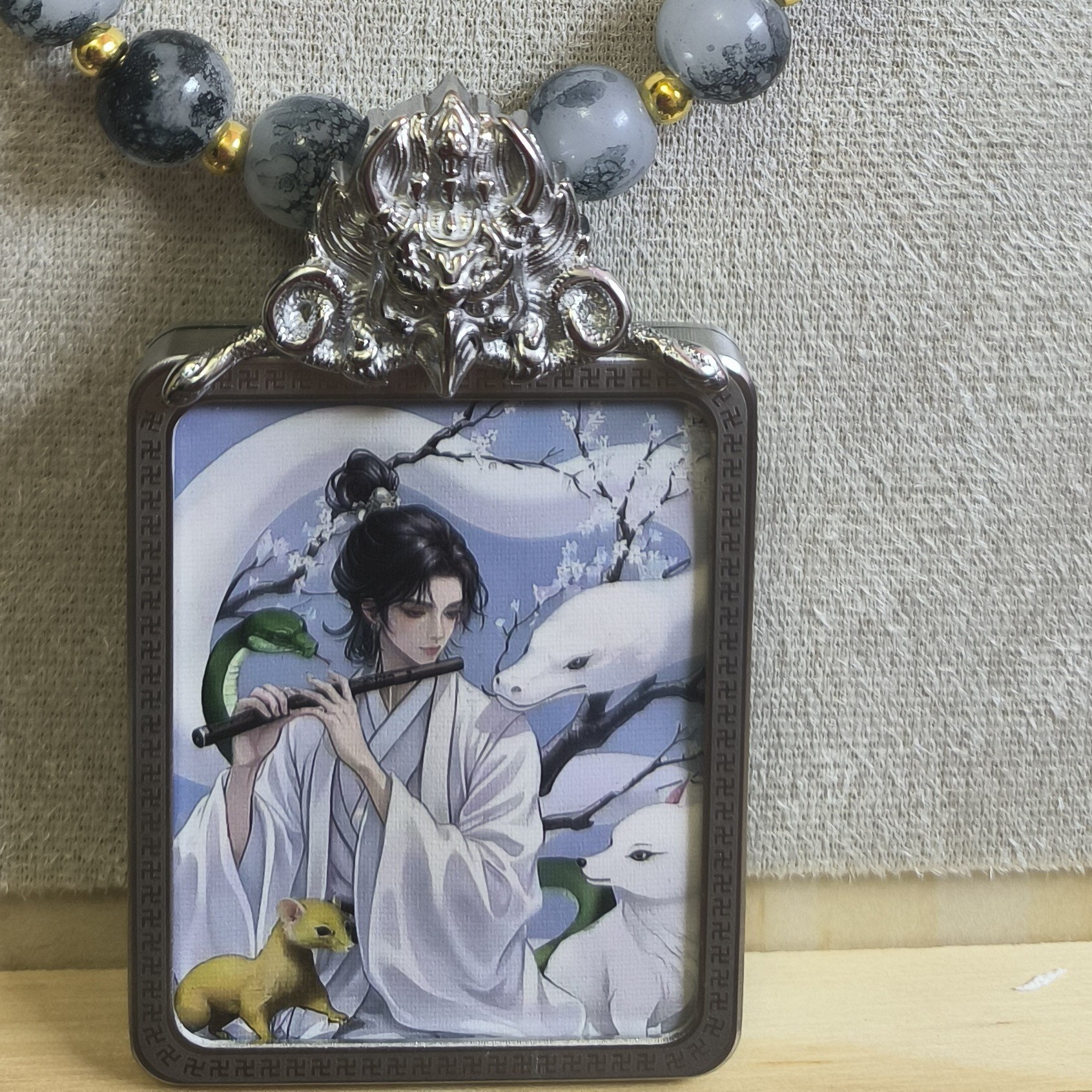 钛钢项链 唐卡绳子网红同款项链（单面