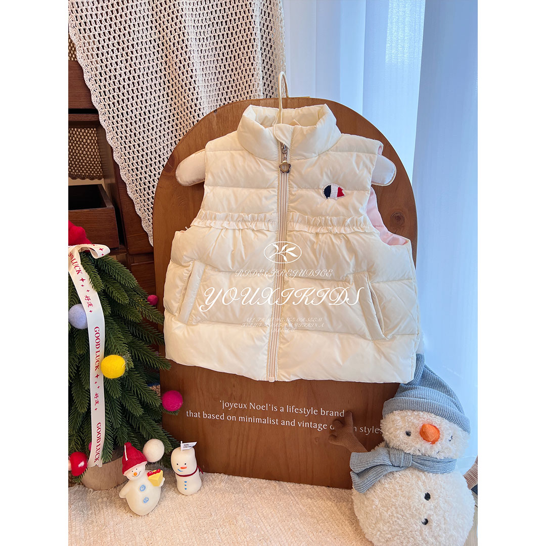 现飞飞家·冬日序章25新冬女童刺绣高级感立领保暖羽绒马甲 FF3056