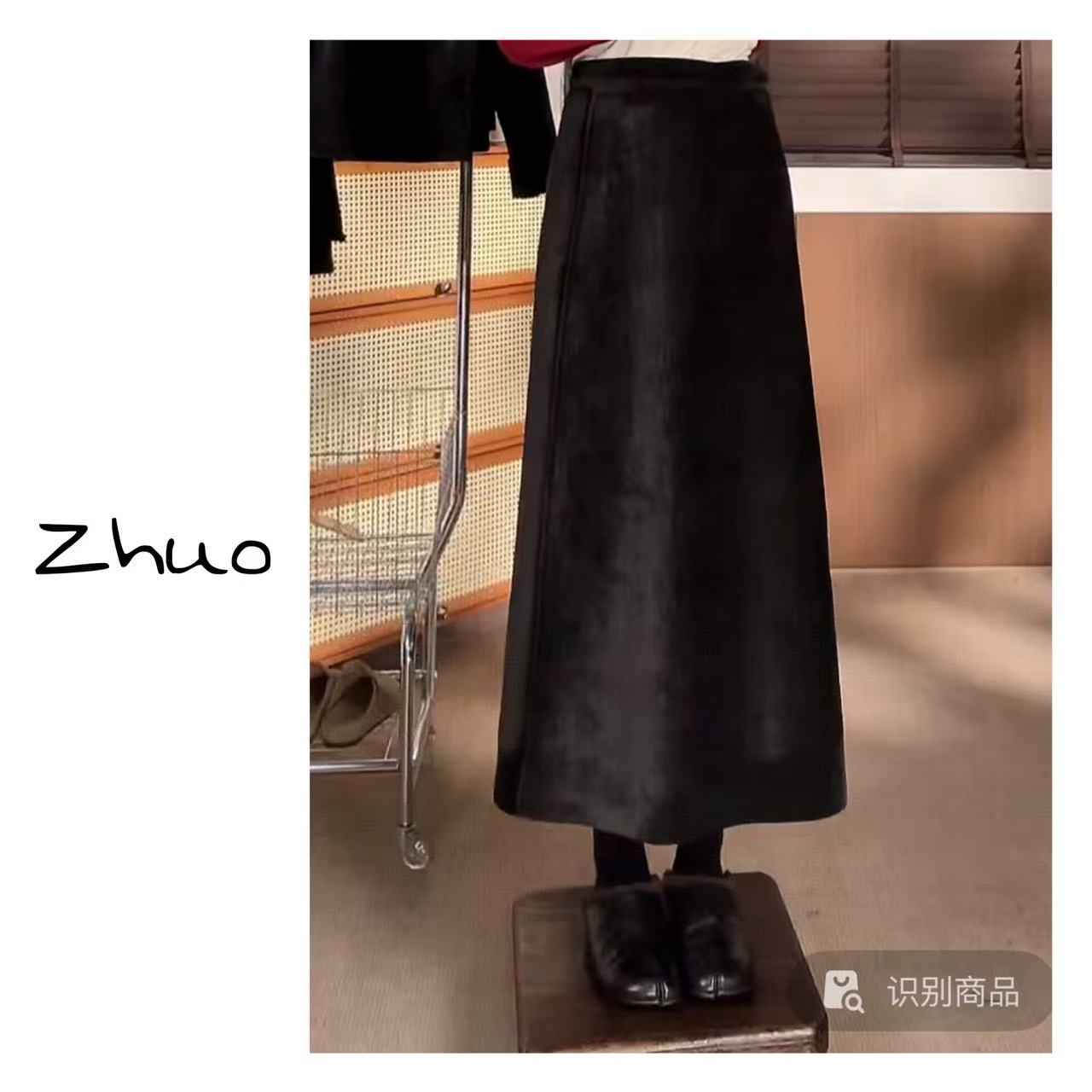 Zoe 原创【一片】新中式冬季保暖加绒一片式国风拼接绑带半身裙