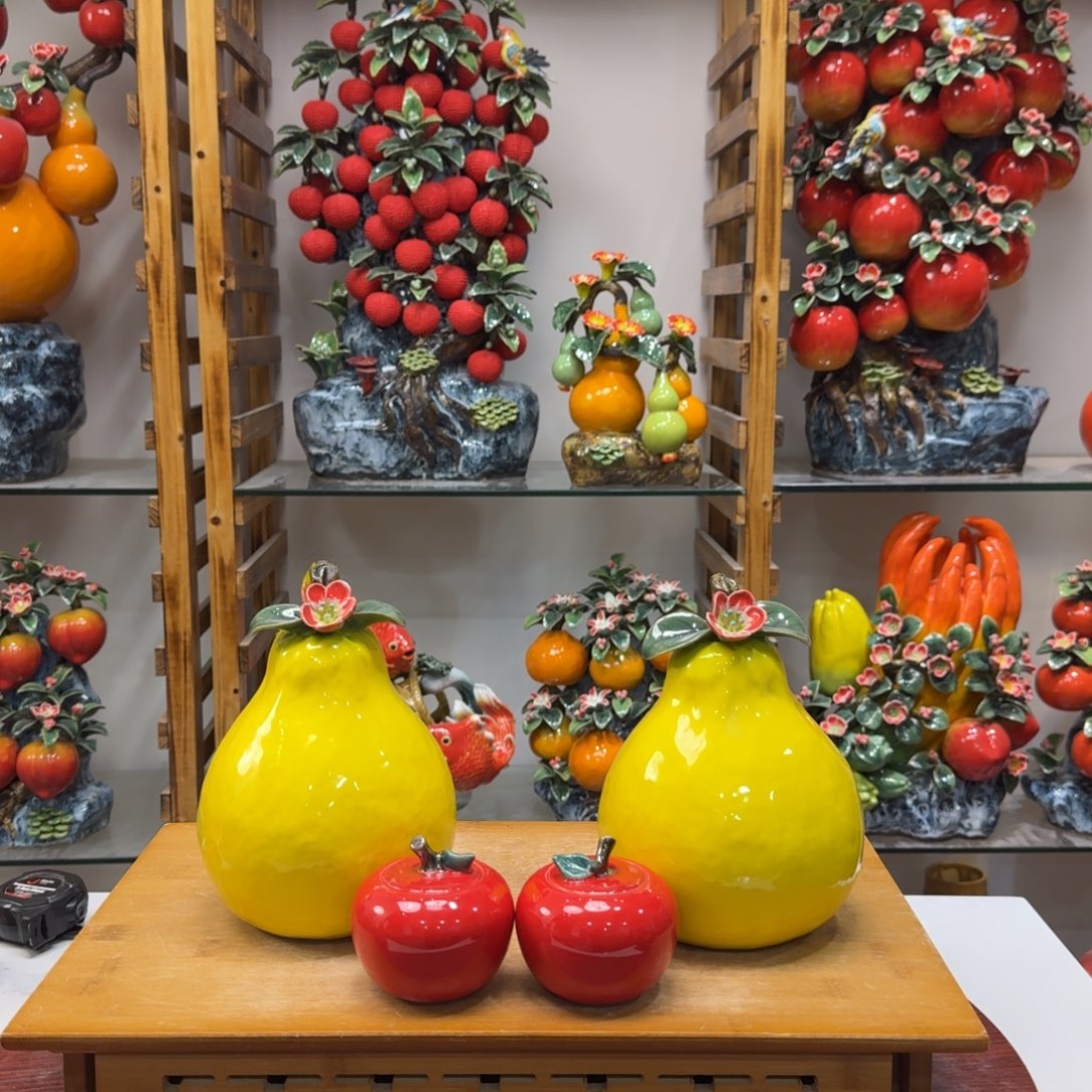 晓***N陶瓷大柚子一对送苹果没底座